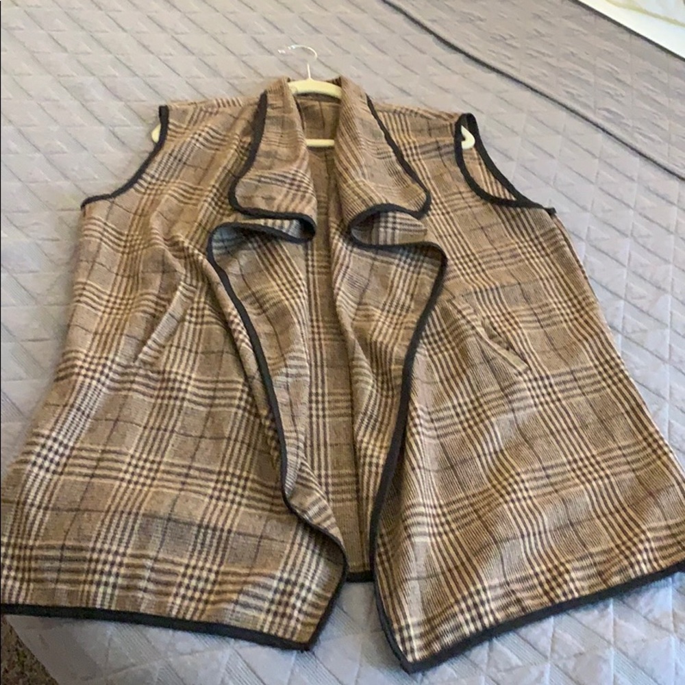 Brown plaid vest